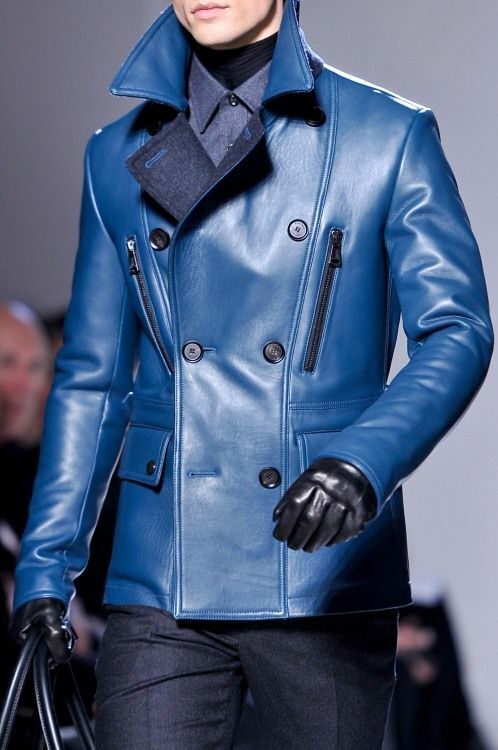 Men's Blue Classic Genuine Top Quality Lambskin Racer Biker Leather Jacket _ eBay